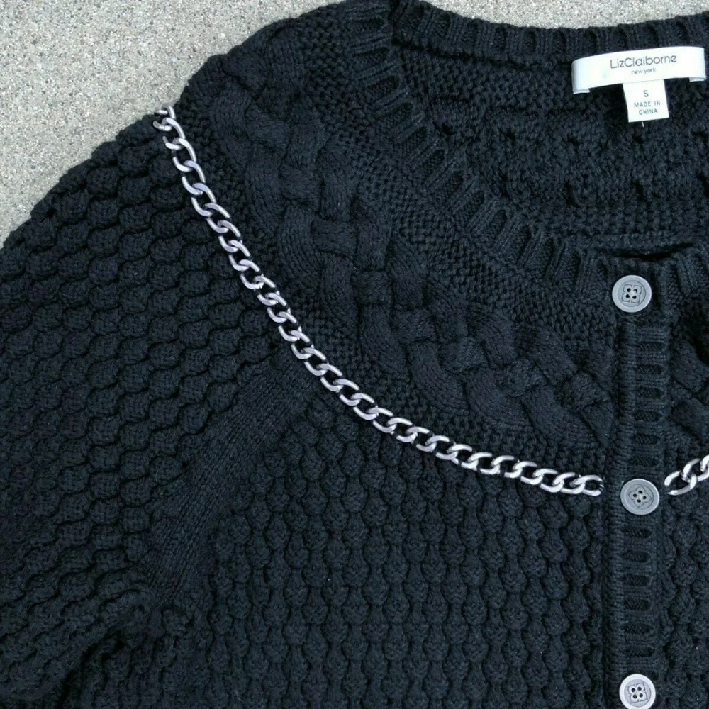 Liz Claiborne Women's Metal Chain Cardigan Sweater​​​​​​​​